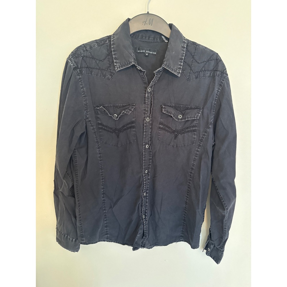 Affliction Black Premium Mens M Spiderweb Western Button Down Shirt 10WV431